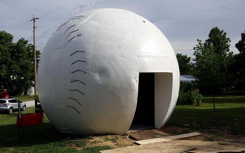 Play ball has a whole new meaning when you visit the “World's Largest Baseball” in Muscotah, Kansas (population 176)