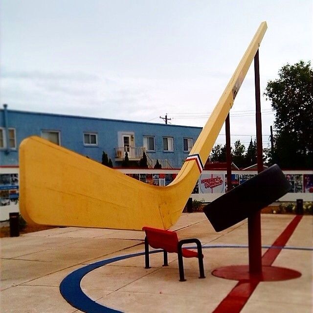 It would be a game like no other if they used the "World's Largest Free-Standing Hockey Stick" in Eveleth, Minnesota