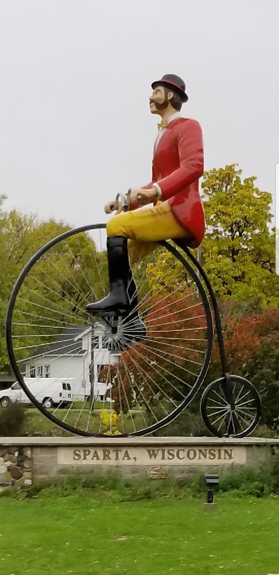 Pedal on over and see the World's Largest Bicyclist in Sparta, Wisconsin